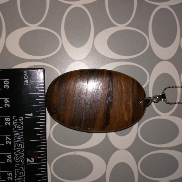 Oval Tiger's Eye & Jasper Silver Necklace - Picture 8 of 10